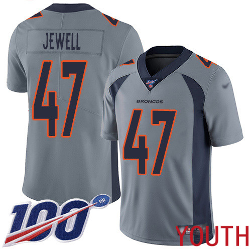 Youth Denver Broncos #47 Josey Jewell Limited Silver Inverted Legend 100th Season Football NFL Jersey->youth nfl jersey->Youth Jersey